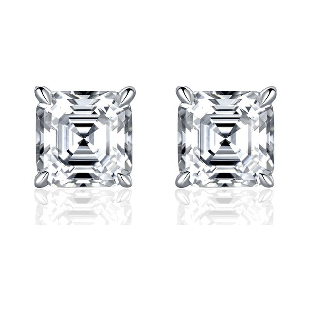 Asscher Prong Studs