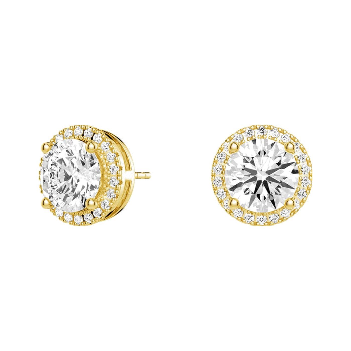Round Pavé Halo Studs — view 2