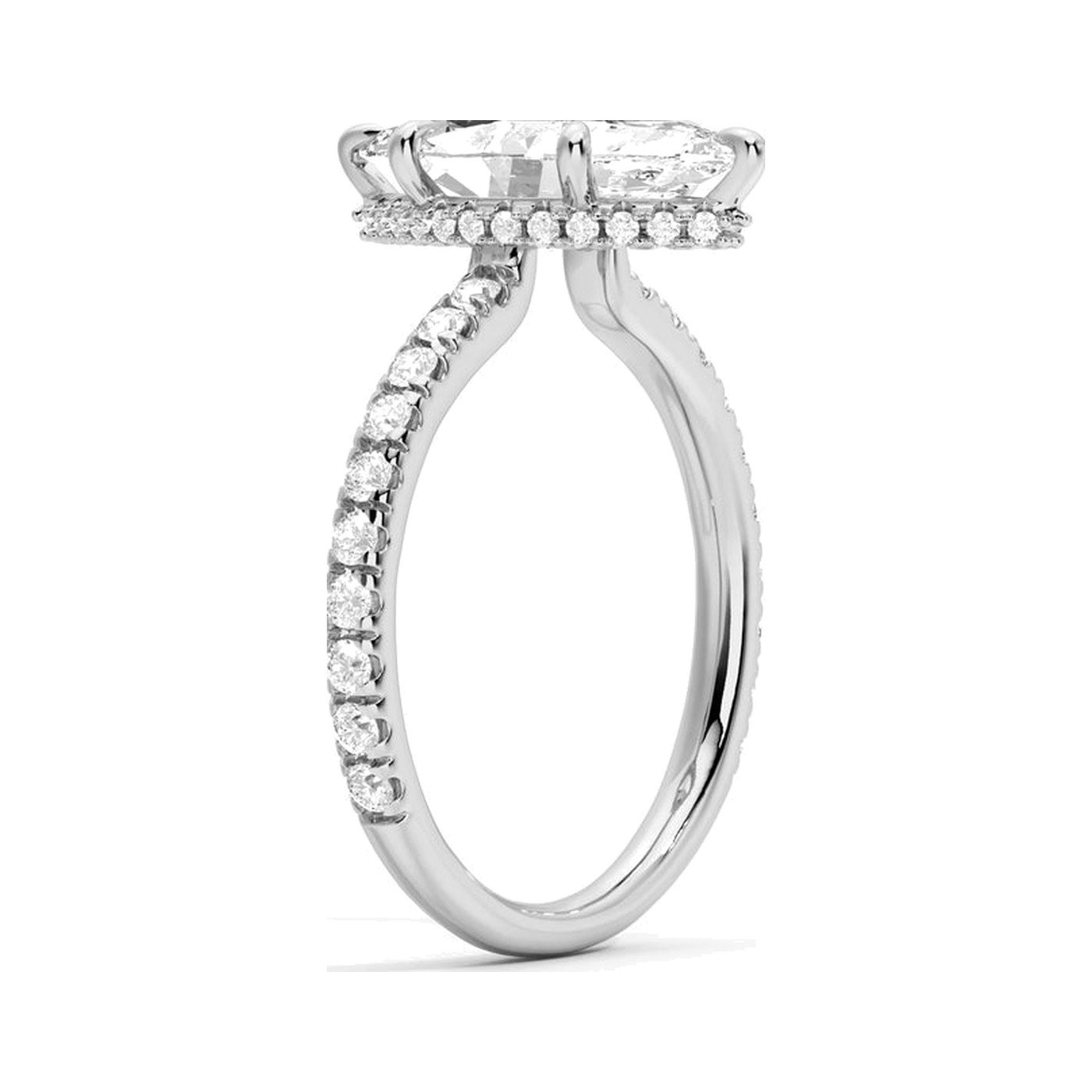 Marquise Hidden Halo Ring — view 2