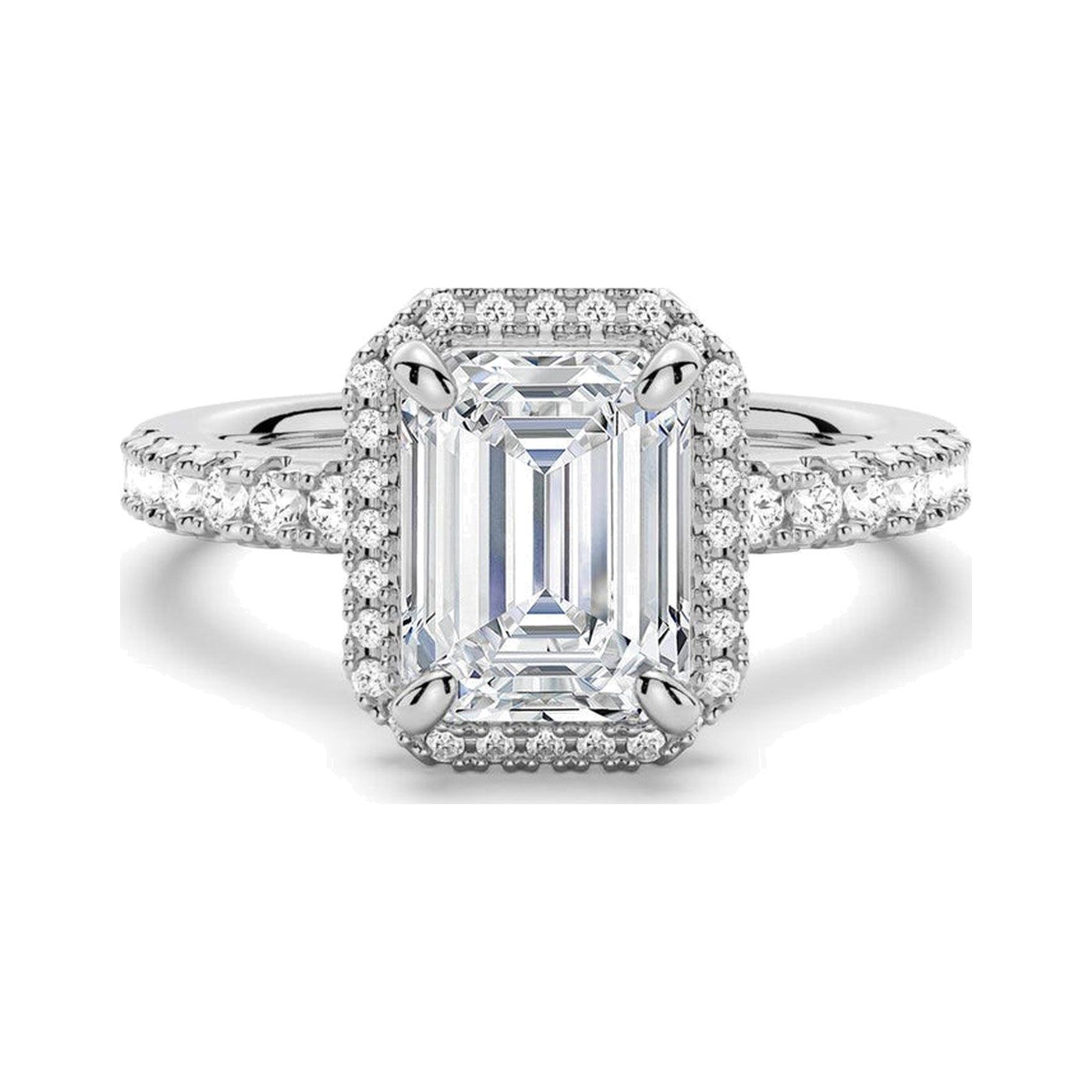 Emerald Halo Pavé Ring — view 1