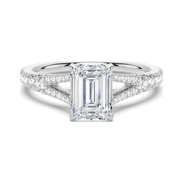 Emerald Split Shank Ring