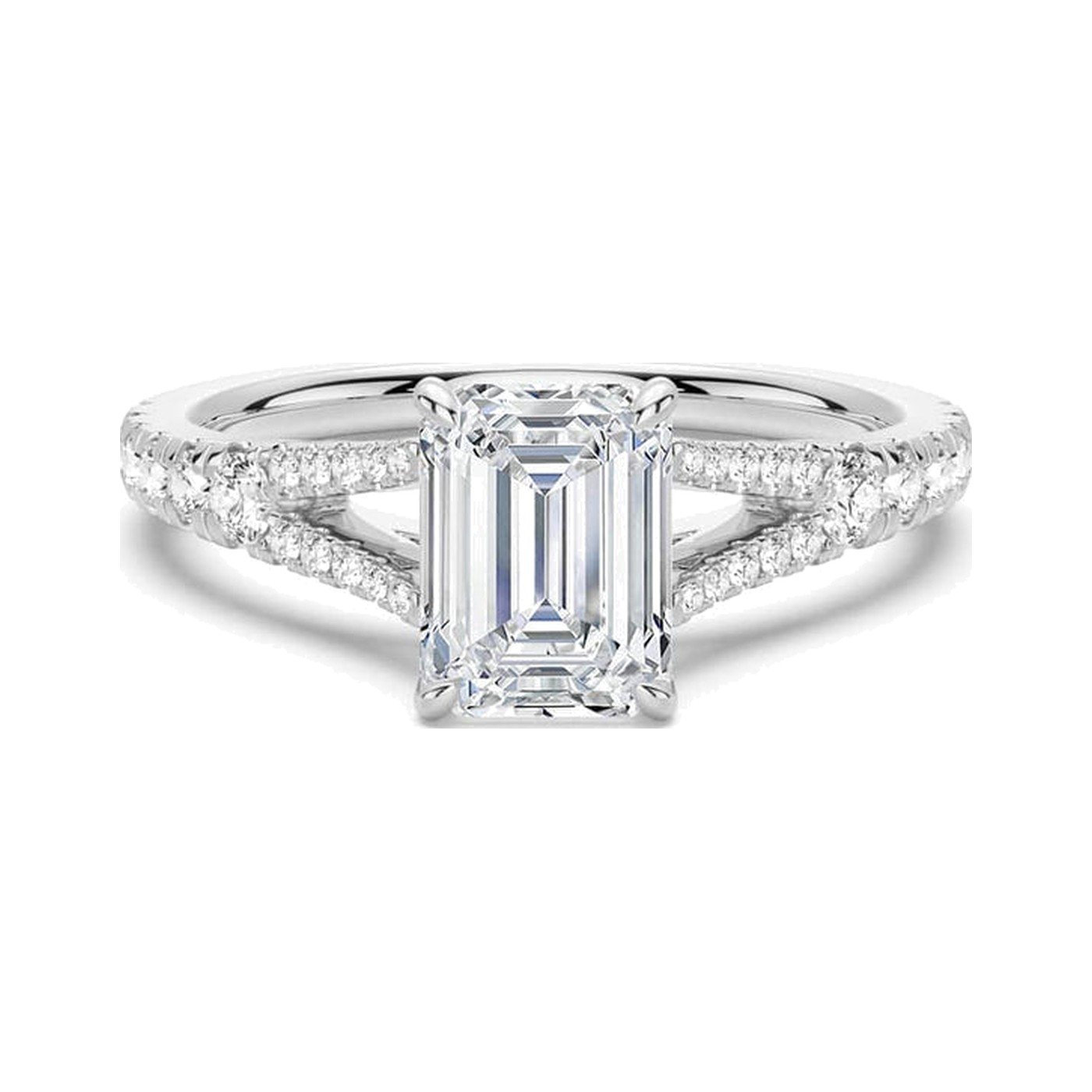 Emerald Split Shank Ring — view 1