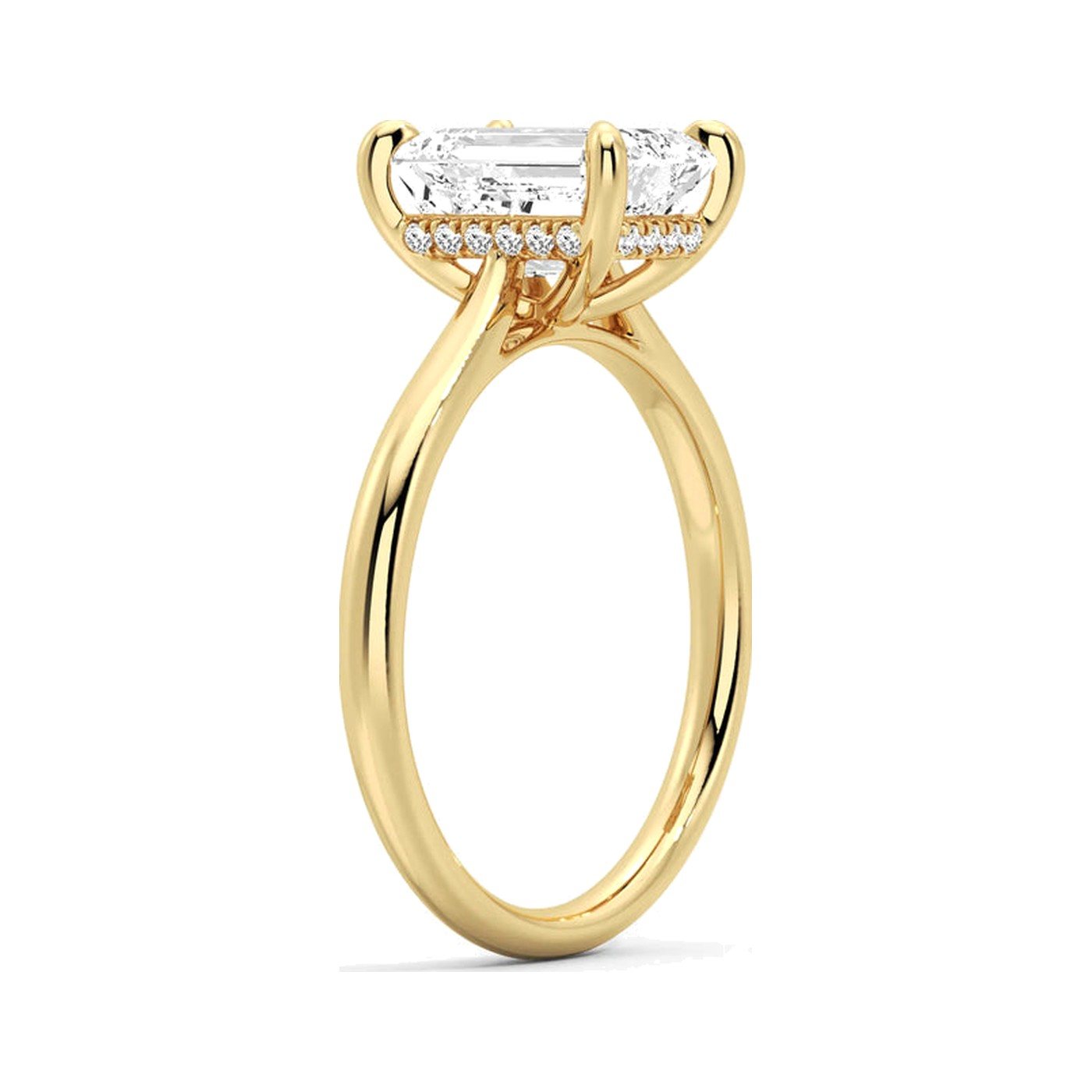 Emerald Hidden Halo Ring — view 2