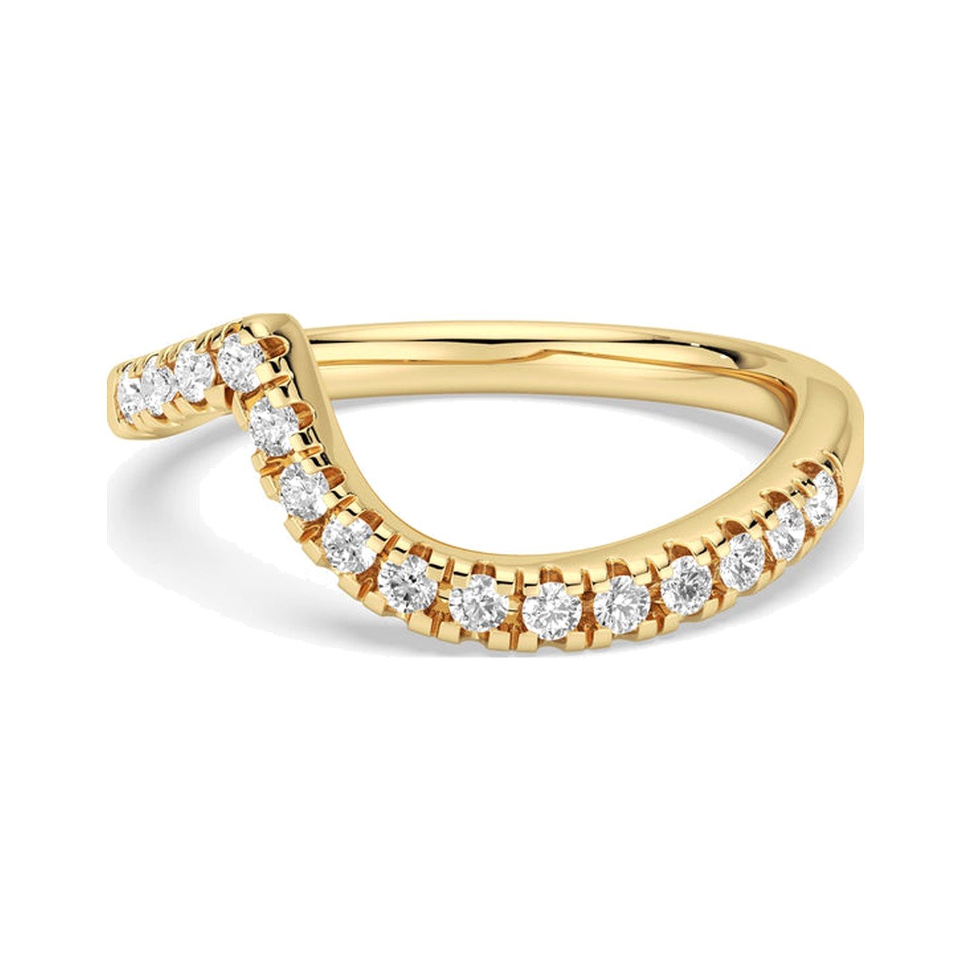 Round Wave Solitaire Ring — view 1