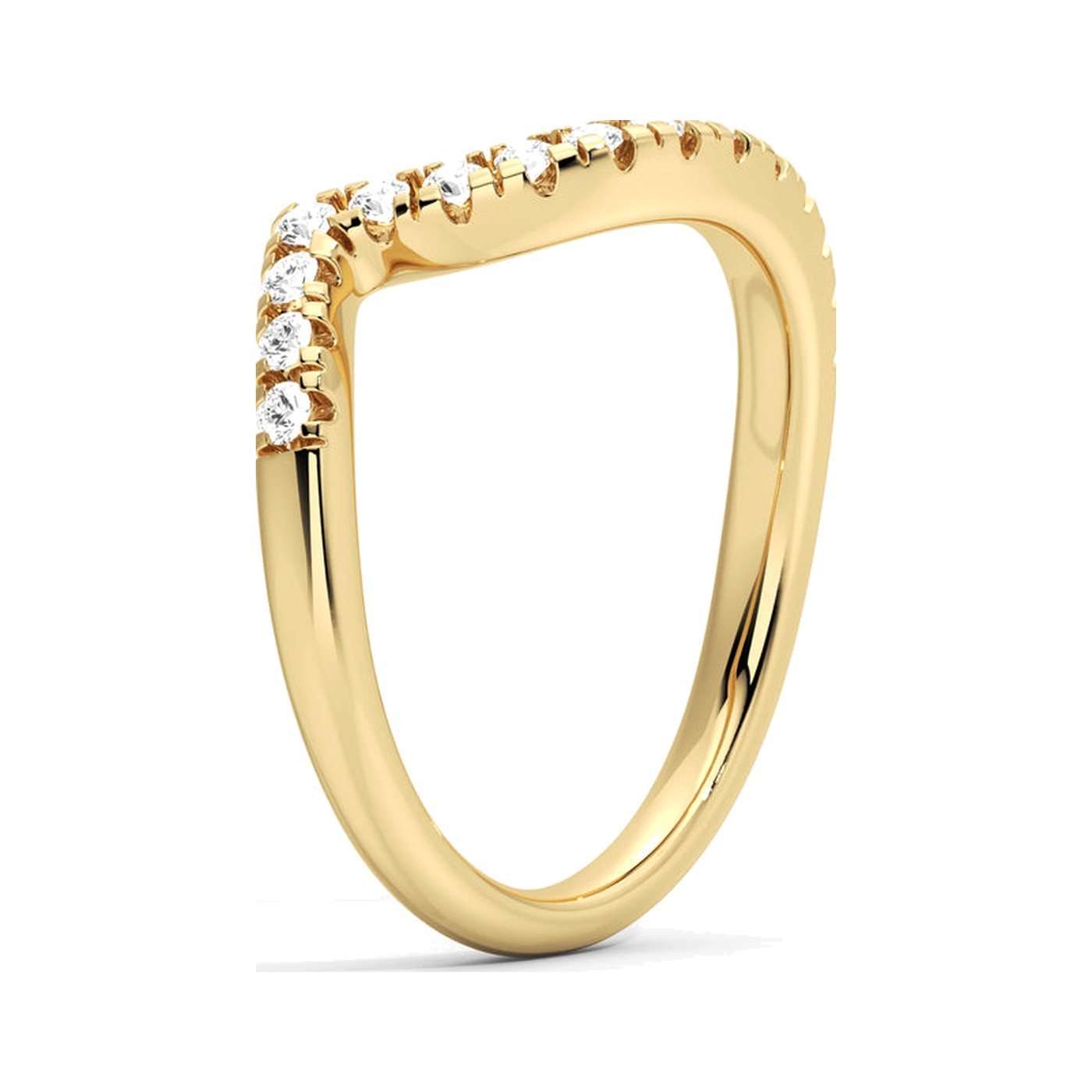 Round Wave Solitaire Ring — view 2