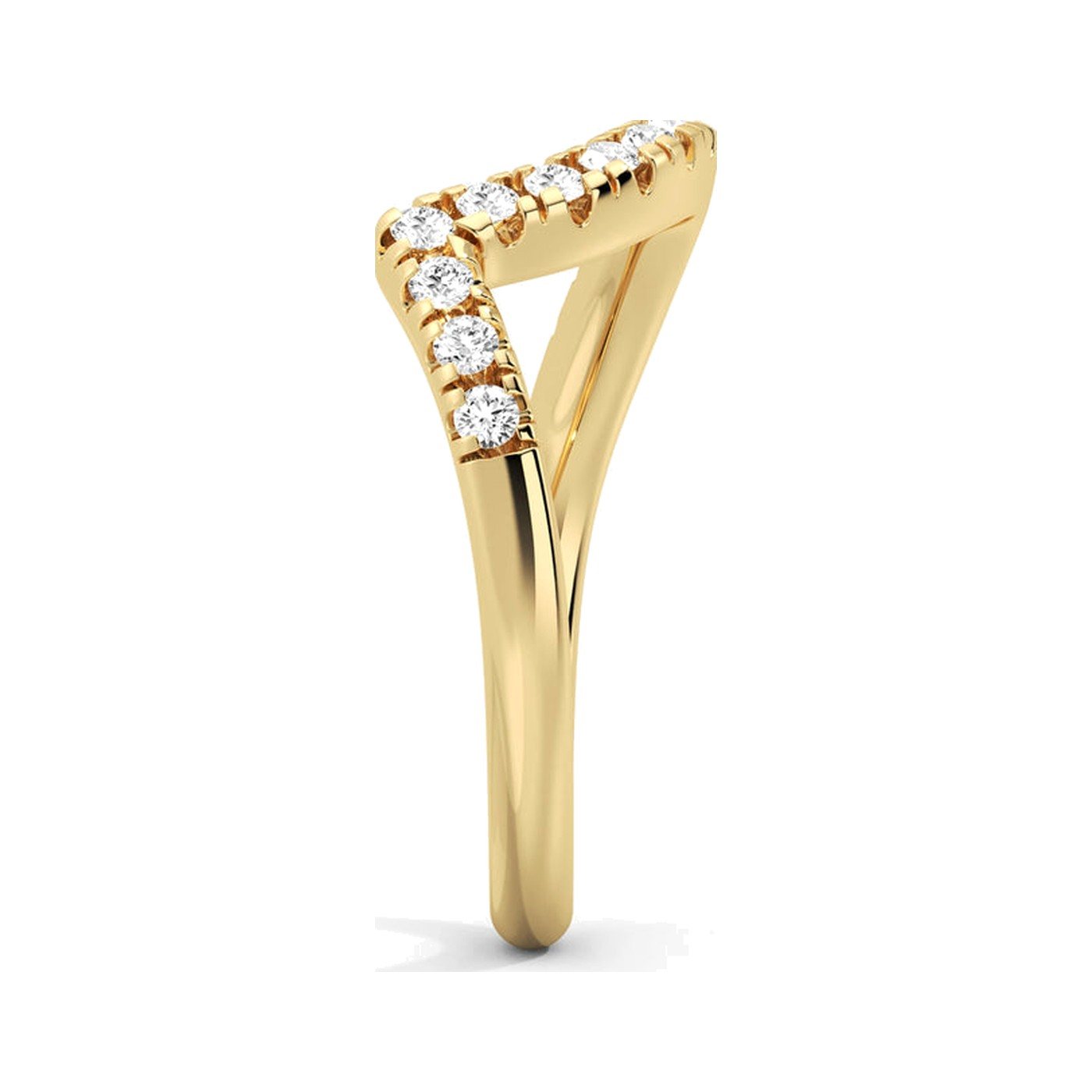 Round Wave Solitaire Ring — view 3