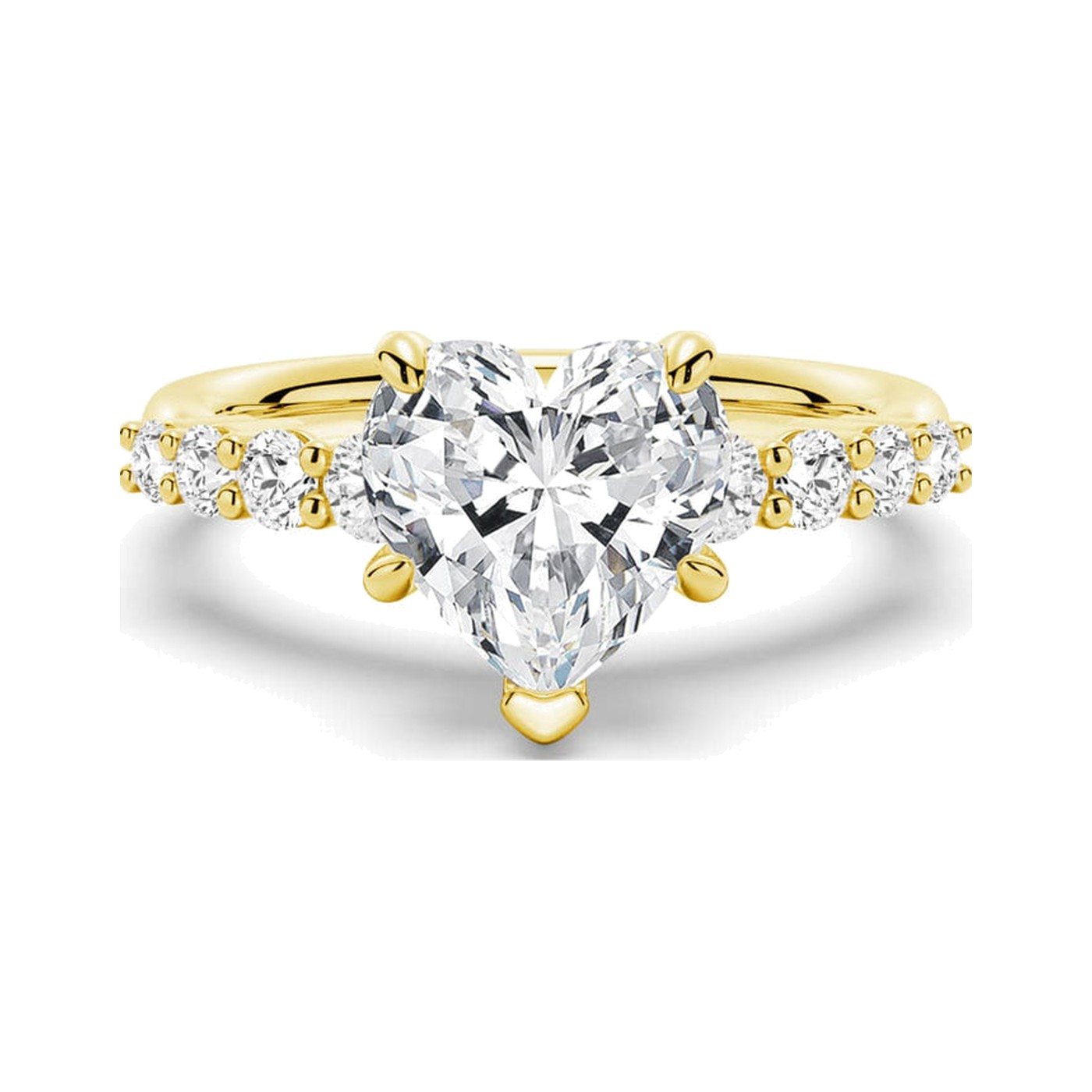 Heart Shared Prong Ring — view 1